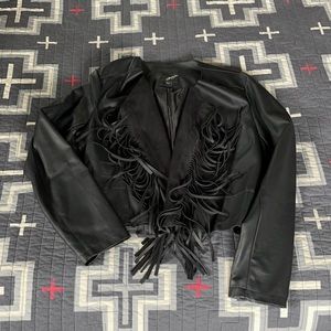 Pleather fitted jacket with fringe